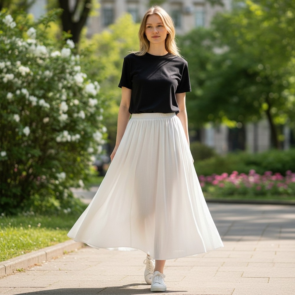 Ralph Lauren Purple Label Ivory Linen Blend Pleated Midi Skirt Made in Italy 4